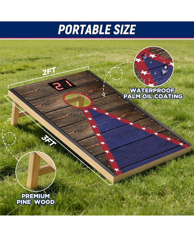 Aofar Electronic Cornhole Set Automatic Scoring Wood 8 Bags