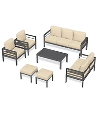 Aecojoy Aluminum Patio Furniture Set Outdoor Sectional Sofa Conversation Coffee Table