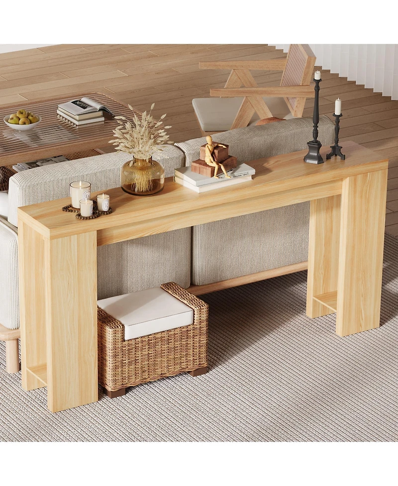 homfan 70.9" Farmhouse Narrow Console Table, Rustic Entryway Sofa Table for Living Room, Hallway
