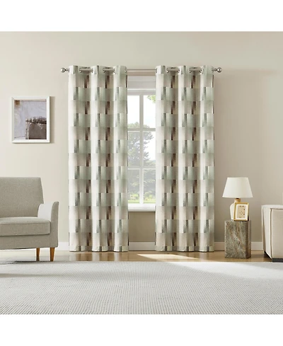 Sun Zero Sterling Gradient Geometric 100percentage Blackout Grommet Curtain Panel