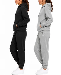Blu Rock Women's Studio Jk Loose Fit Soft Fleece Cotton Blend Pullover Hoodie and Sweatpants Jogging Set (2 Full Sets)