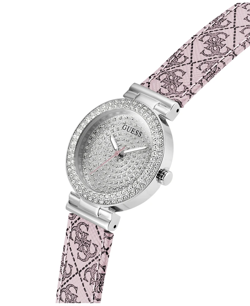 Guess Women's Quartz Pink Genuine Leather Watch 32mm