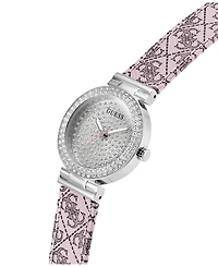 Guess Women's Quartz Pink Genuine Leather Watch 32mm