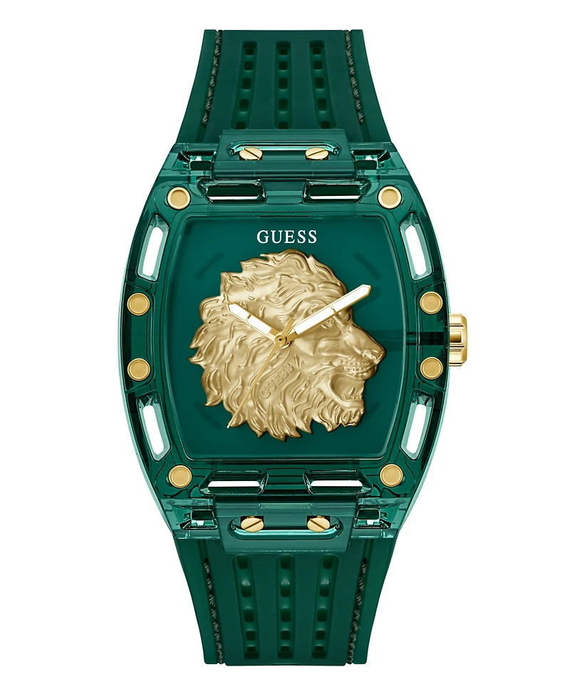 Guess Men's Quartz Green Silicone Watch 42mm
