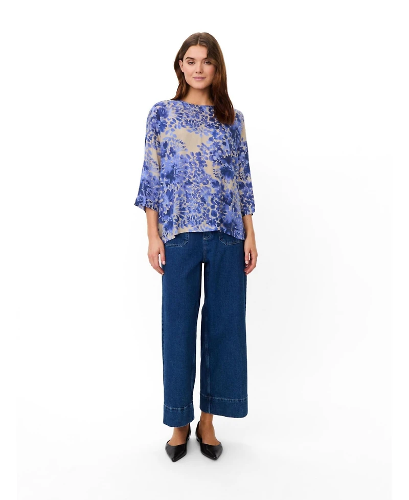 Masai Copenhagen Women's Fluid Draped Floral 3/4-Sleeve Blouse