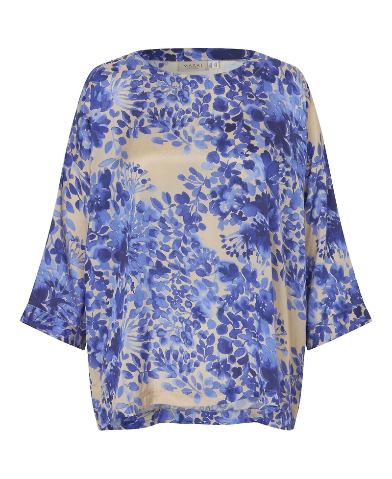 Masai Copenhagen Women's Fluid Draped Floral 3/4-Sleeve Blouse