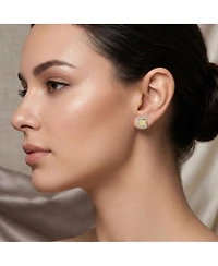 Rachel Glauber Dainty Gold Plated Emerald-Cut Cz Stud Earrings