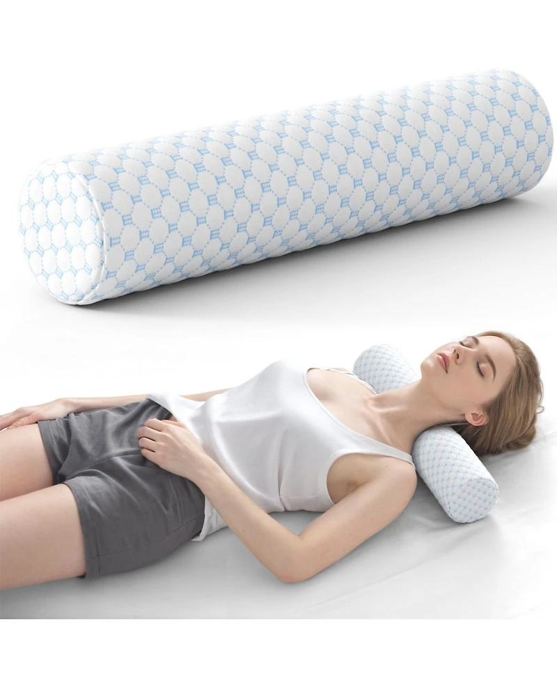 Piscifun Memory Foam Neck Roll Pillow Cooling Support For Back Lumbar Knee Joints
