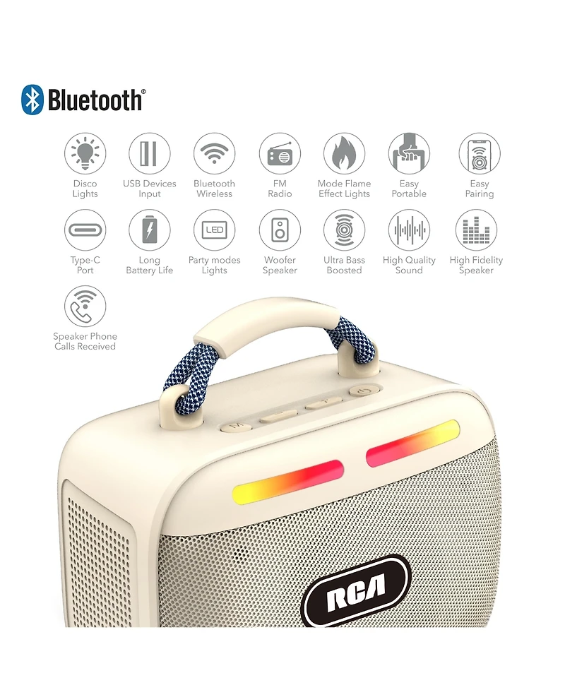 Rca Flex-30 Rgb Lights Portable Bluetooth Speaker