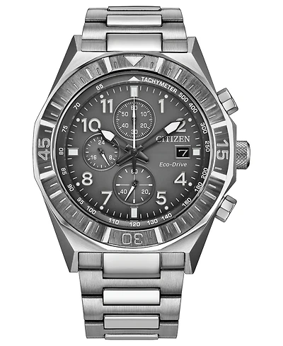 Citizen Men's Nighthawk Silver-Tone Stainless Steel Bracelet Watch 42mm