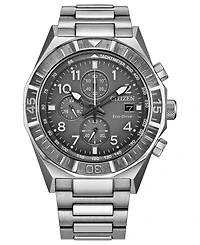 Citizen Men's Nighthawk Silver-Tone Stainless Steel Bracelet Watch 42mm