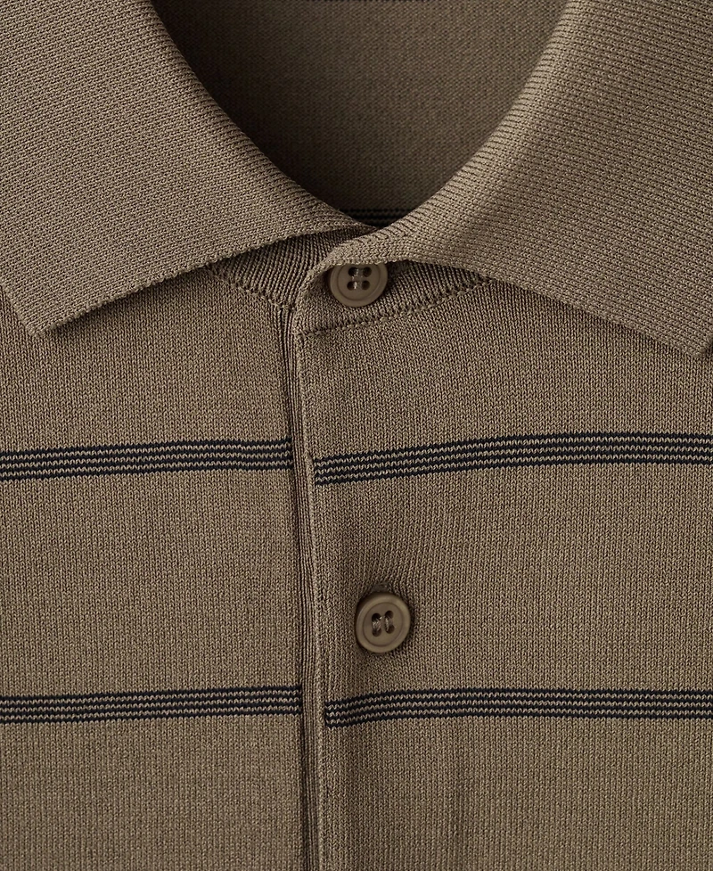 Mango Men's Striped Fine-Knit Polo Shirt