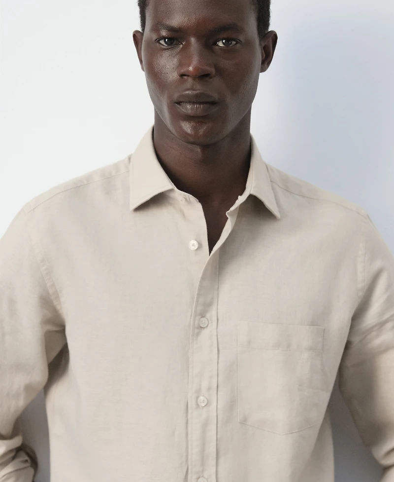 Mango Men's Pocket Linen Shirt