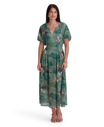 Kensie Women's Floral-Print Lurex Chiffon Midi Dress