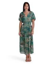 Kensie Women's Floral-Print Lurex Chiffon Midi Dress