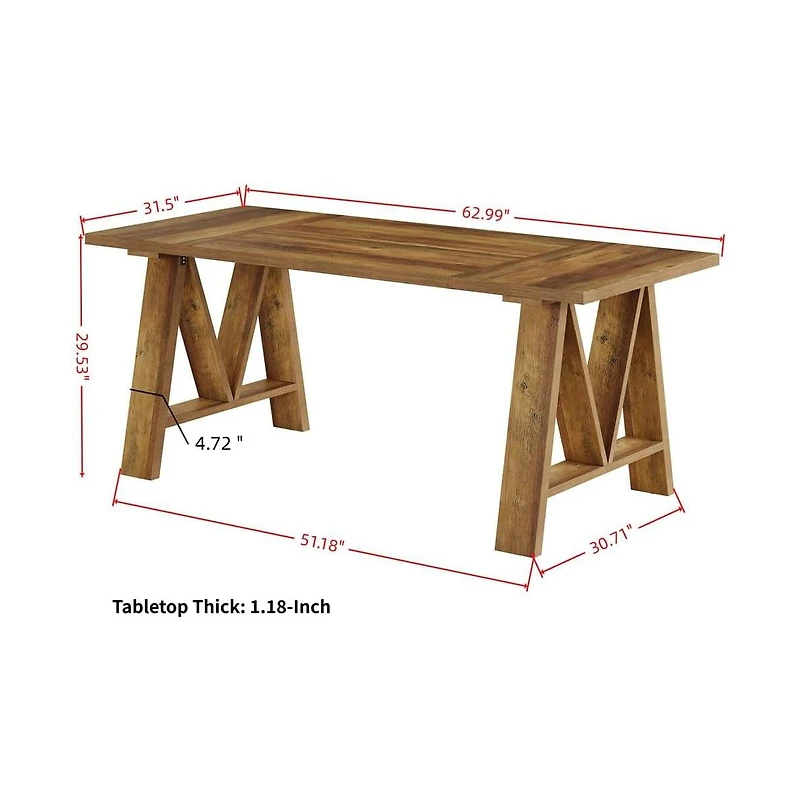 Tribesigns 63" Executive Office Desk, Farmhouse Wooden Computer Desk, Large Modern Writing Table for Home Office
