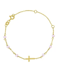 Macy's 14k Gold Over Sterling Silver Cross and Cultured Pearl Bracelet