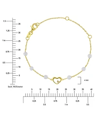 Macy's 14k Gold Over Sterling Silver Simulated Cultured Pearl and Lavender Heart Bracelet