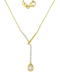 Macy's 14k Gold Over Sterling Silver Cubic Zirconia Pear Y Necklace