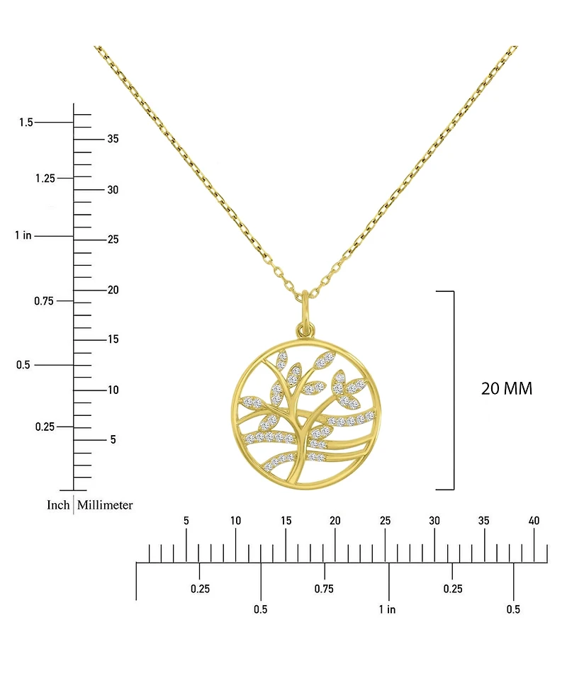 Macy's 14k Gold Over Sterling Silver Cubic Zirconia Tree Necklace
