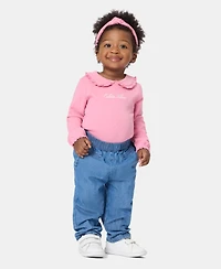 Calvin Klein Baby Girls' Long-Sleeve Bodysuit, Pants and Bow Headband, 3-Piece Set