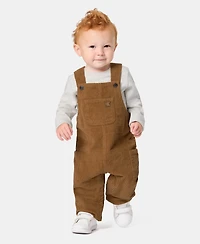 Calvin Klein Baby Boys' Long-Sleeve Bodysuit and Sleeveless Overall, 2-Piece Set