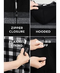 Xray Boy's Full Zip Hooded Sweater With Stripes And Faux Shearling Lining