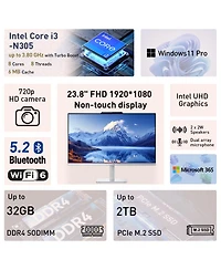 Lenovo A100 23.8" Fhd All-in-One Intel Core i3-N305 with Wireless Keyboard and Mouse