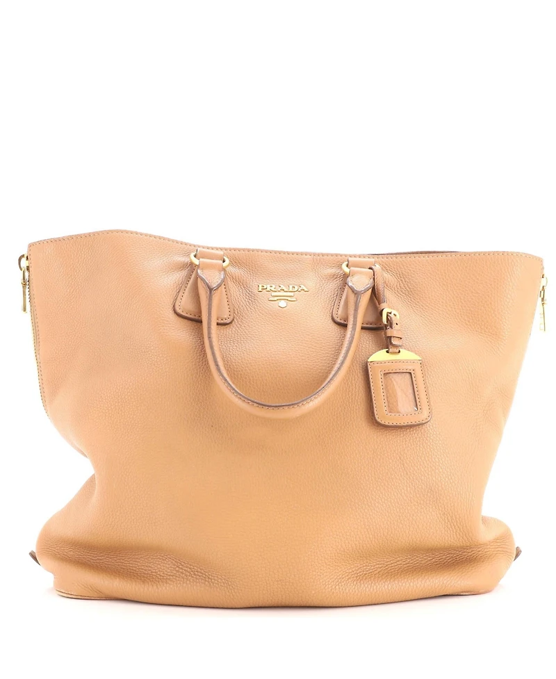 Pre-Owned Prada Large Side Zip Convertible Tote Vitello Daino