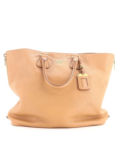 Pre-Owned Prada Large Side Zip Convertible Tote Vitello Daino
