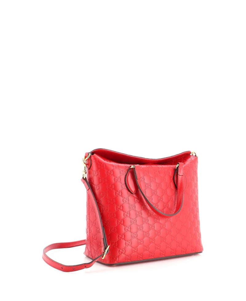 Pre-Owned Gucci Medium Signature Fold Over Tote Guccissima Leather