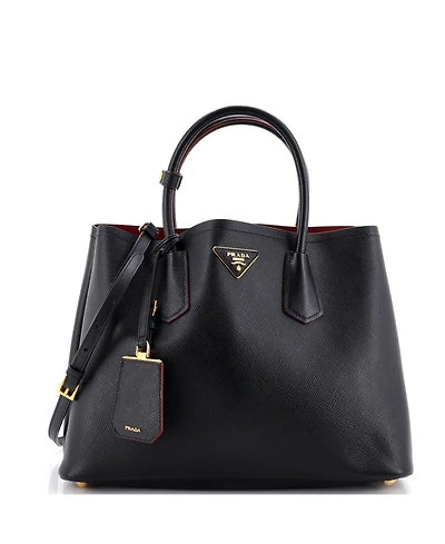 Pre-Owned Prada Medium Cuir Double Tote Saffiano Leather
