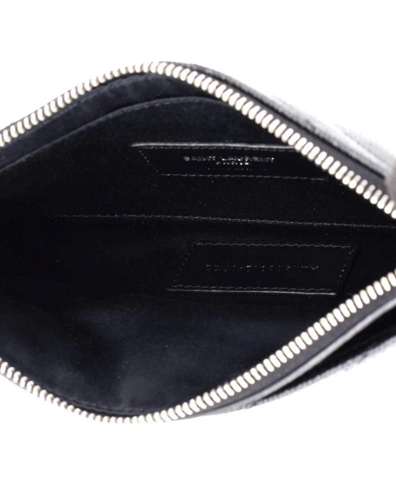 Pre-Owned Saint Laurent Medium Classic Monogram Zip Bill Pouch Matelasse Chevron Leather