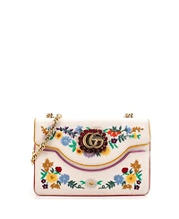 Pre-Owned Gucci Small Linea Ricami Shoulder Bag Embroidered Canvas