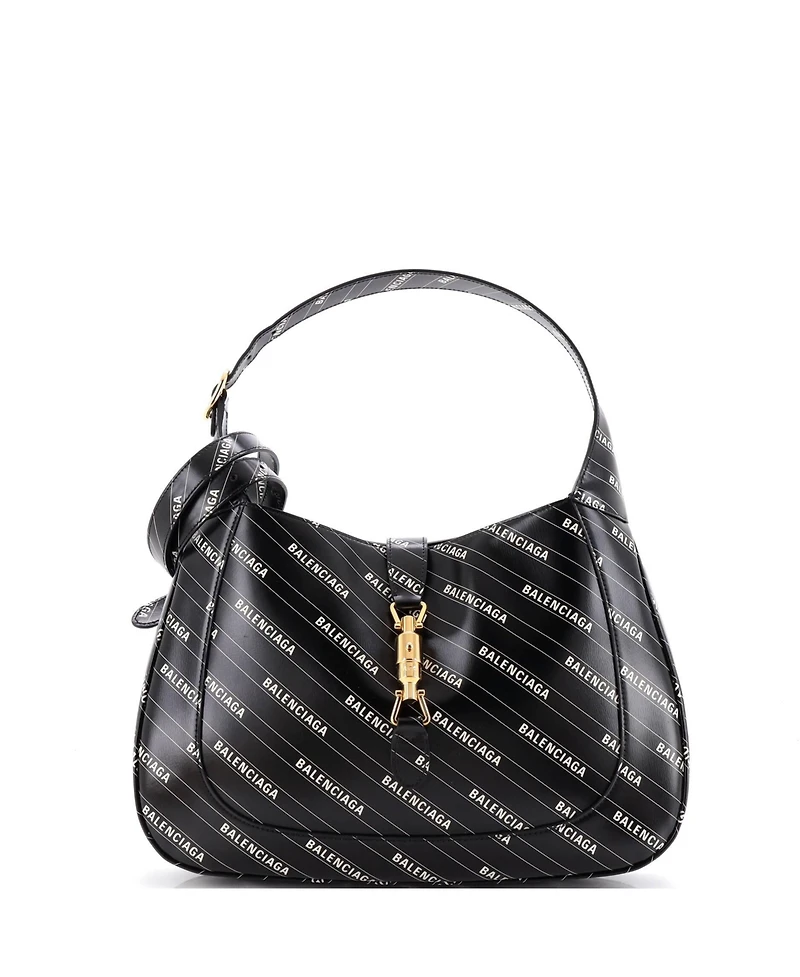 Pre-Owned Gucci Medium x Balenciaga The Hacker Project Jackie 1961 Hobo Printed Leather