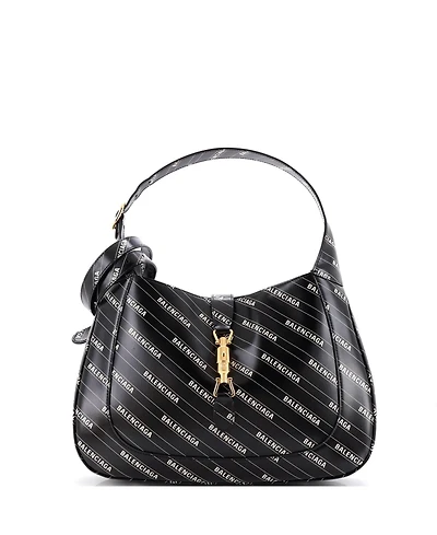 Pre-Owned Gucci Medium x Balenciaga The Hacker Project Jackie 1961 Hobo Printed Leather