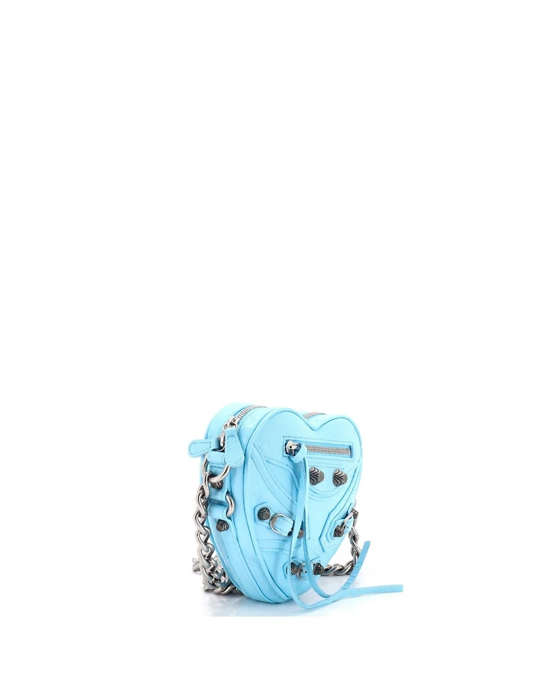 Pre-Owned Balenciaga Mini Le Cagole Giant Studs Heart Chain Bag Leather