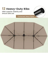 Gouun Double-Sided Twin Patio Market Umbrella with Crank Lift