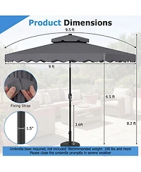 Gouun 9 Feet Solar Led Patio Umbrella with Push Button Tilt and 8 Ribs