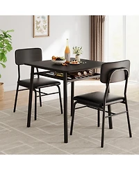 homfan Dining Table Set for 2 - 3-Piece Small Kitchen with Storage Rack, Space-Saving Square Apartment