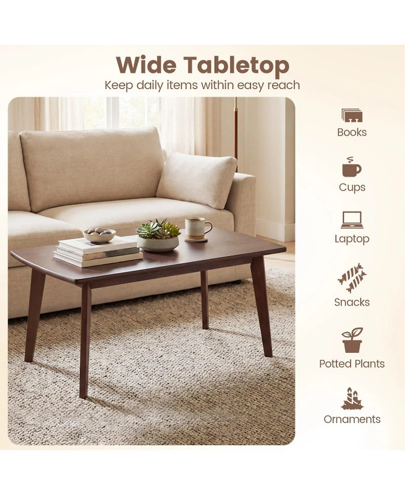 Sugift Solid Wood Modern Center Table with Tapered Legs 34.5in
