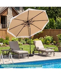 Gouun Solar Patio Umbrella with 24 Led Lights and Tassel for Yard