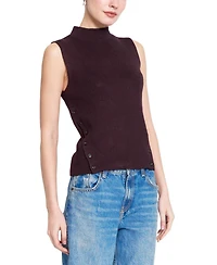 Central Park West Women's Birch Mock-Neck Ribbed Sleeveless Sweater