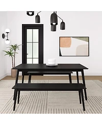 Plank+Beam 72" Mid-century Modern Solid Wood Dining Table Set with 2 Benches