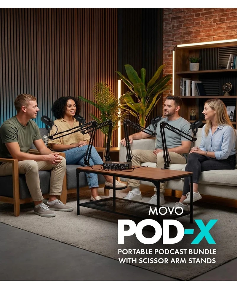 Movo UMX2 4-Channel Usb-c Podcast Equipment Bundle for macOS/Windows