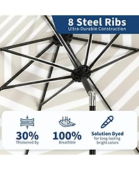 homfan 9 ft Patio Umbrella, Outdoor Market Umbrella with Push Button Tilt and Crank, 8-Rib Iron Frame