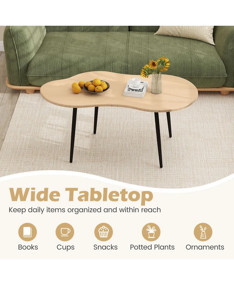 Sugift 39.5 in Cloud Shape Center Table with Metal Frame