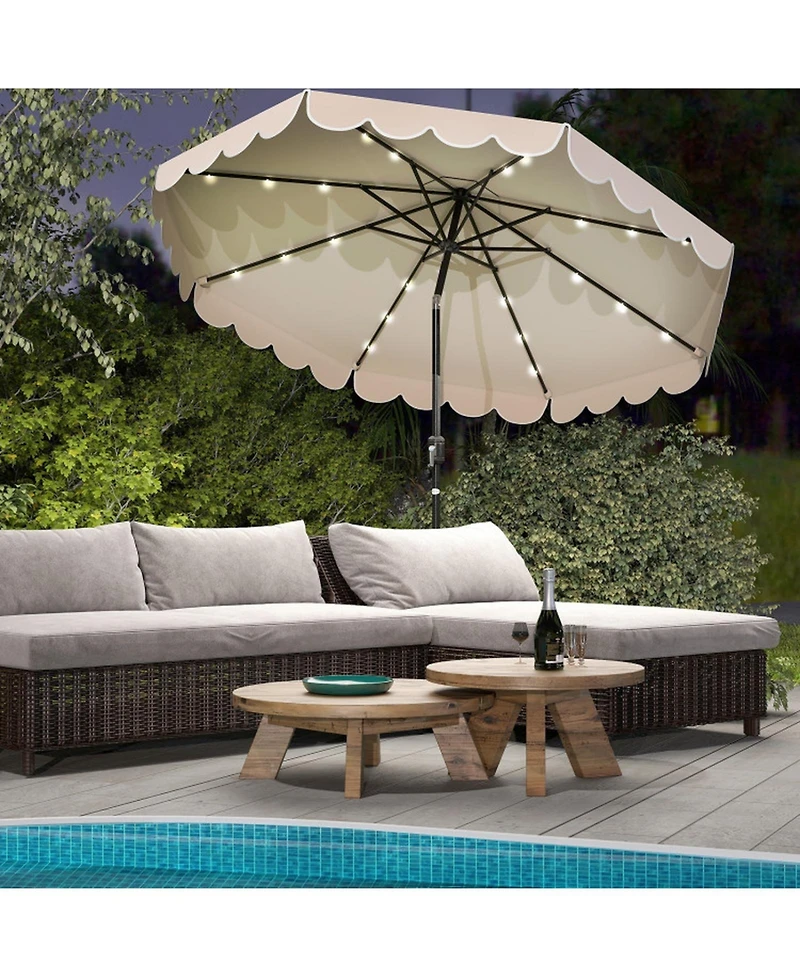 Gouun 10 Ft Solar Patio Umbrella with 24 Led Lights and Vented Top