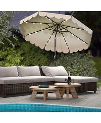Gouun 10 Ft Solar Patio Umbrella with 24 Led Lights and Vented Top