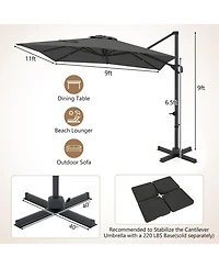 Gouun Cantilever Patio Umbrella with 360 Rotation and Six-Tier Tilt